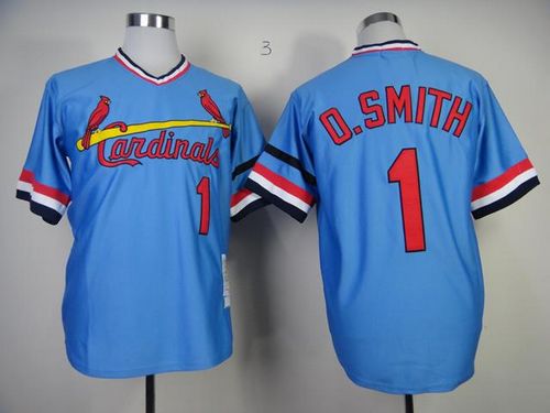 Mitchell And Ness 1982 Cardinals #1 Ozzie Smith Blue Stitched MLB Throwback Jersey - Click Image to Close